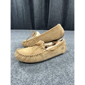 UGG Moccasin Slippers Mens Size 13 Brown Suede Olsen Sheepskin Lined 1003390